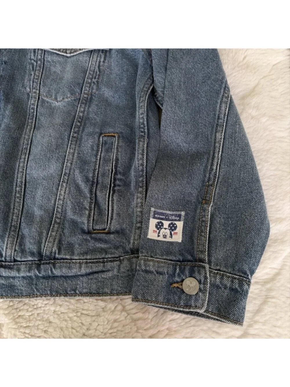 Disney Old Navy NWT Jean Jacket L 10/12 Girls American Mickey Oh Boy!